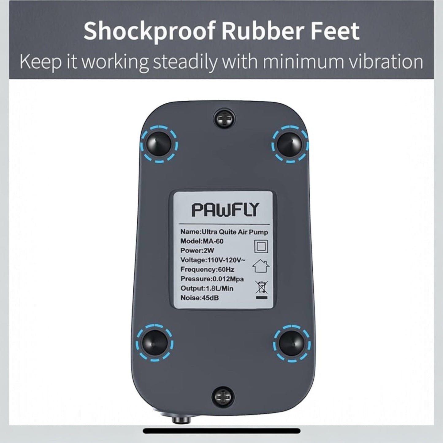 Complete Pawfly Air Pump Kit for 3–20 gallon tanks. Includes air pump, tubing, air stone, and check valve. Quiet, reliable aeration for nano & betta aquariums.